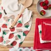 Sur La Table Kitchen Essentials 4pk 16"x28" Quirky Strawberries Fruit Kitchen Towel Set: 100% Cotton, Woven, Pink - 4 of 4
