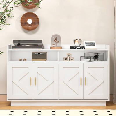 55" W Sideboard Buffet Cabinet, Modern Coffee Bar Cabinet, Kitchen Pantry Cabinet with Metal Handles, Storage Cabinet for Kitchen Living Room