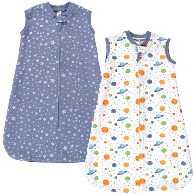 Image of Hudson Baby Infant Premium Quilted Sleeveless Sleeping Bag and Wearable Blanket, Space 2-Pack, 0-6 Months