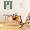Costway Kid's Play Trolley Outdoor Wooden Kids Play Cart with Sun Umbrella  for Toddlers 3+ White\Blue - 4 of 4