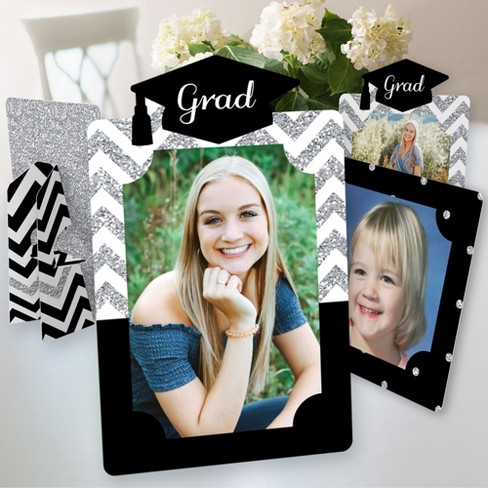 Big Dot of Happiness Silver Graduation Party Centerpieces - 4x6 Picture  Display - Paper Photo Frames - Set of 12