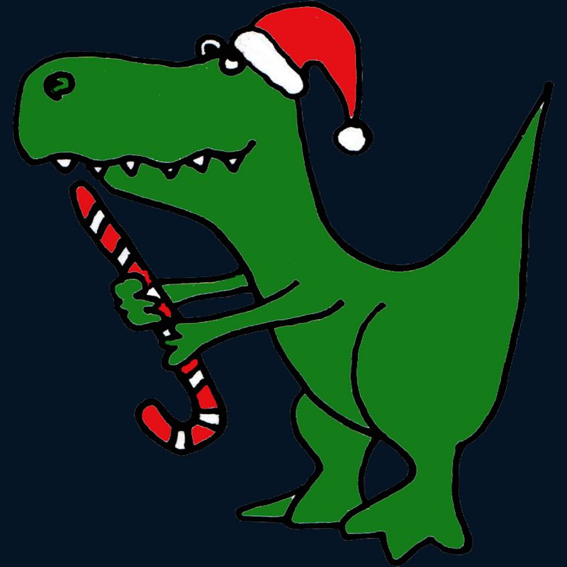 Men's Design By Humans Funny Christmas Green T-rex Dinosaur By SmileToday T-Shirt, 2 of 5
