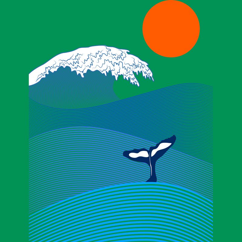 Junior's Design By Humans Whale on the Wave By DancingColors T-Shirt, 2 of 4