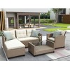 Outdoor Patio Rattan 4-Piece Conversational Modular Sofa Set with Seat Cushion and Coffee Table - ModernLuxe - 2 of 4