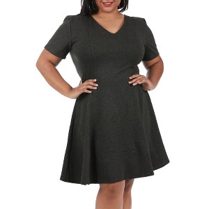 InstantFigure Curvy Plus Size Short V-neck Panel dress 16808MC - 1 of 4