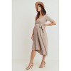 Hello Miz Women's Hi-Low Short Sleeve V Neck Maternity Wrap Dress with Belt - 2 of 4