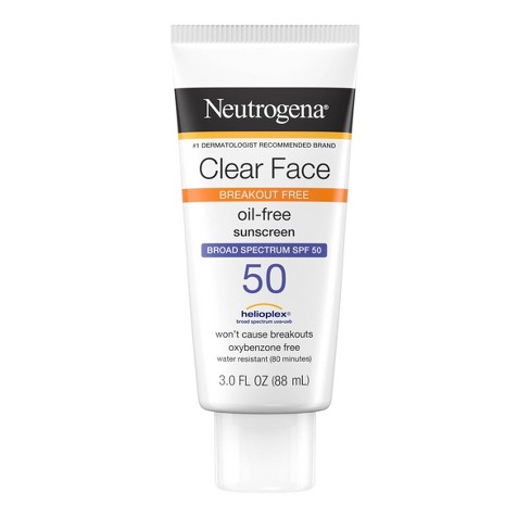 Neutrogena Clear Face Sunscreen Lotion, Spf 50, 3oz : Target