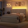 Merax Modern Velvet Upholstered LED Bed Frame with Wingback Headboard & Storage Drawers - 2 of 4