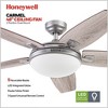 Honeywell Ceiling Fans Carmel Modern 48 Inch Ceiling Fan with LED Light and Remote Control, Indoor Fan, 5 Contemporary Blades, Matte Nickel - 2 of 4
