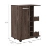 Vynxaria Dark Walnut Bar Cart with Two External Shelves, Six Wine Rack, Locking Casters - 3 of 4