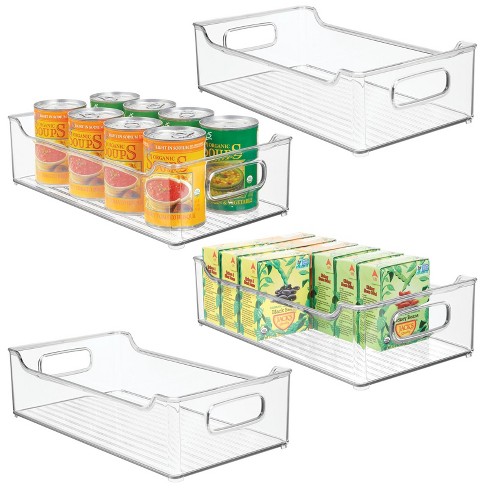 Mdesign Wide Plastic Kitchen Storage Container Bin With Handles, 4 Pack ...