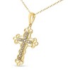 Haus of Brilliance 10K Yellow Over Silver 1/4 Cttw Champagne Diamond Filigree Cross Pendant - 2 of 4