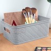 Sterilite 10x8x4.25 Inch Rectangular Weave Pattern Short Basket w/ Handles for Pantry, Bathroom & Laundry Room Storage Organization, Cement (32 Pack) - 3 of 4