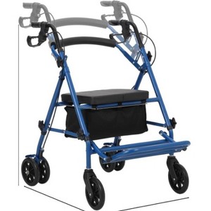 Elderly Walking Aid with Seats, 3-in-1 Walking Wheelchair Combination, with 8" Anti-slip Wheels, Reversible Backrest, and Detachable Footrest - 1 of 4