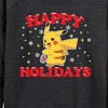 Women's - Pokémon - Happy Holidays Lightweight French Terry Wide Neck Long Sleeve Shirt - 2 of 4