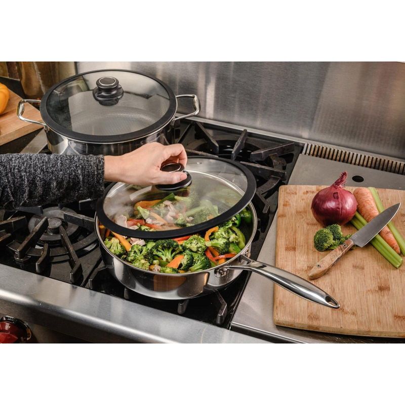 Frieling Black Cube, Saute Pan w/Lid and helper handle, 11" dia., 4.5 qt., Stainless steel/quick release, 3 of 6