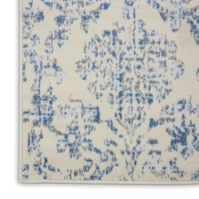 Nourison Jubilant Ivory & Blue Hand-Knotted Spot Rug, 2' x 4'
