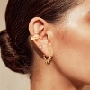 Dainty CZ Huggie Hoop Earrings 14K Gold Plated Chunky Simple Cute Thick Round Frill Bead Ball Cuff Earrings Cubic Zirconia Hoop Earrings Minimalist - 4 of 4
