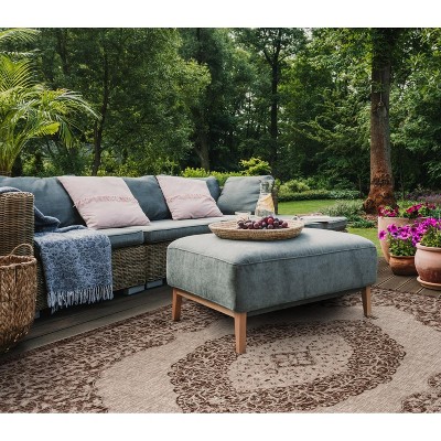 Easy-Care Reversible Light Beige & Brown Synthetic Area Rug 8' x 11'
