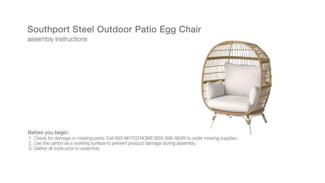 Southport Steel Outdoor Patio Chair, Egg Chairs Linen/Black - Threshold&#8482;, 2 of 10, play video