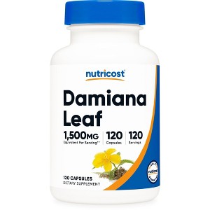 Nutricost Damiana Leaf Capsules (1500 mg Equivalent) 120 Capsules - Vegan, GMO-Free - 1 of 4