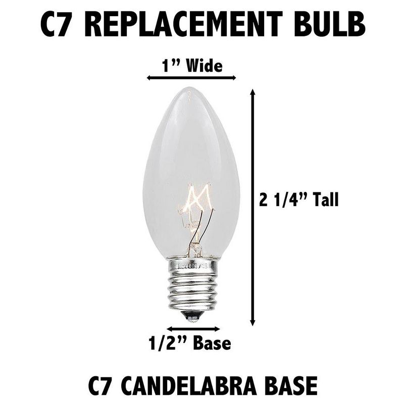 Novelty Lights C7 Incandescent Traditional Vintage Christmas Replacement Bulbs 25 Pack, 4 of 8