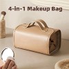 Portable 4-in-1 Foldable Cosmetic Bag - Large Capacity, Waterproof Travel Makeup Organizer with Detachable Design（Brown） - 2 of 4