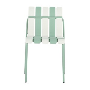 Cesicia 4-Pack Modern Striped Color Block Chairs - Waterproof PP Seat & Sturdy Metal Legs, for Patio, Balcony, Caf¨¦ (White & Green) - 1 of 4