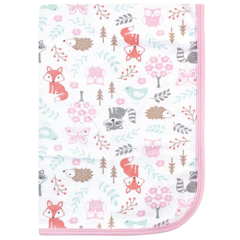 Hudson Baby Infant Girl Cotton Swaddle Blankets, Woodland Fox, One Size, 3 of 5