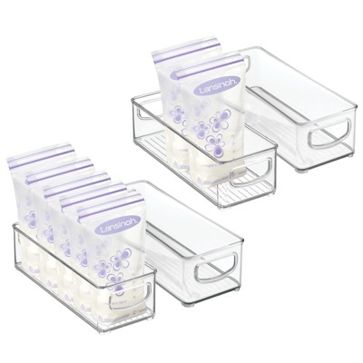 Image of mDesign Plastic Storage Organizer Bin for Breast Milk/Formula, 4 Pack - 10 x 4 x 3