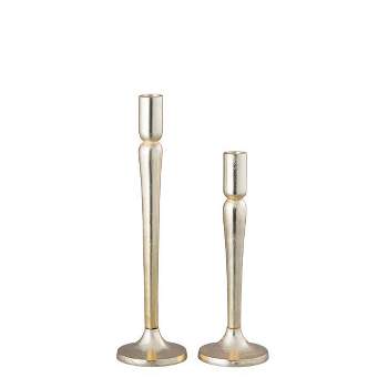 Classic Touch Simple Gold Taper Candle Holder, 2 sizes