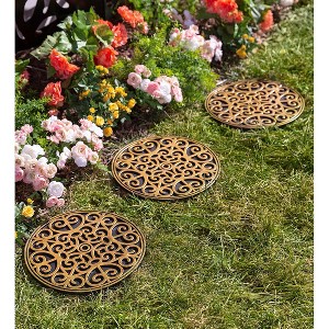 Recycled Rubber Floral or Scroll Stepping Stones, Set of 3 - 1 of 1