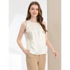 Allegra K Women's Satin Round Neck Sleeveless Work Office Pleated Blouse - 4 of 4