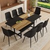 71" Modern Black Square Dining Table Set with Storage Shelf and 6 PU Upholstered Armless Chairs, Ideal for Kitchen or Apartment -3irtyhousy - 2 of 4