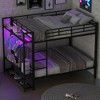 Whisen Full Size Metal Bunk Bed with LED Light Strips (7 Colors), Open Storage Shelves & Hooks - 3 of 4