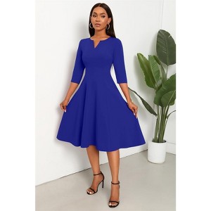 Clotth Women's Midi Dress - 3/4 Sleeve V Neck, A-Line Fit and Flare, Cocktail Wedding Guest Work Dress with Pockets - 1 of 4