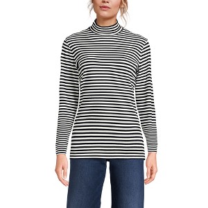 Lands' End Women's Relaxed Cotton Long Sleeve Mock Turtleneck - 1 of 3