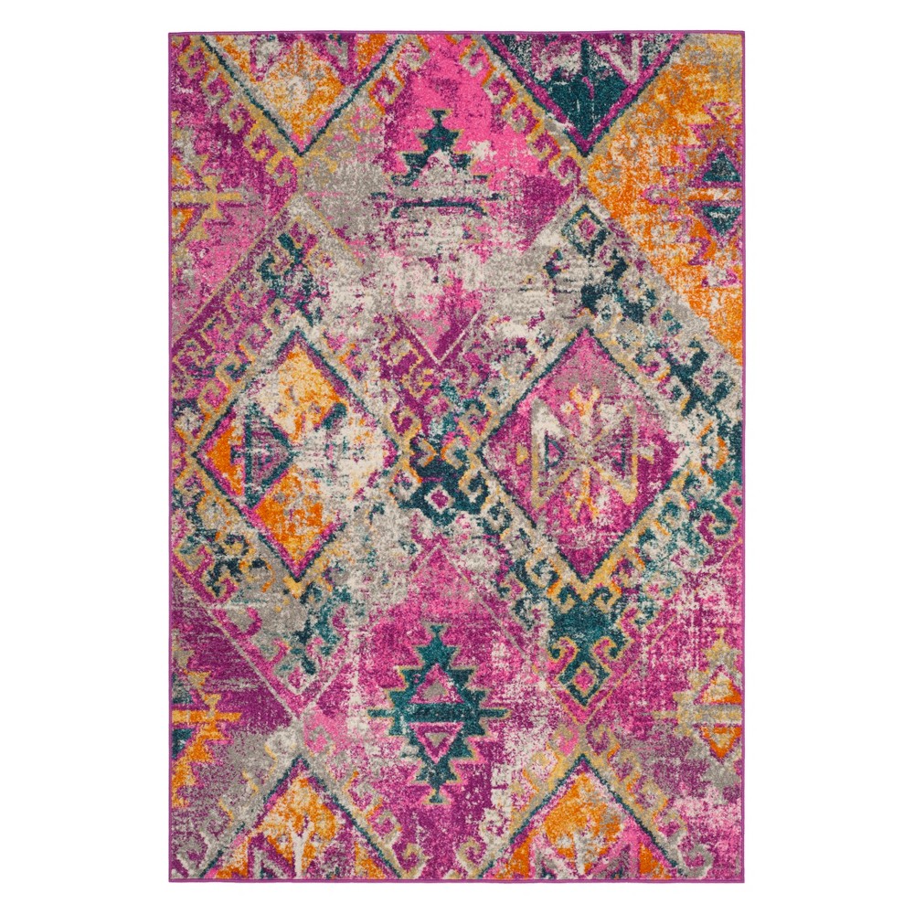 6'x9' Alta Geometric Design Area Rug Fuchsia/Blue - Safavieh