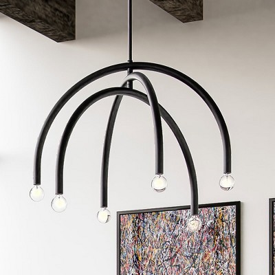 Urban Ambiance Luxury Mid-Century Modern Chandelier,  26''H x 30''W,  Matte Black Finish, ULB2210