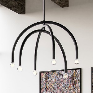 Urban Ambiance Luxury Mid-Century Modern Chandelier,  26''H x 30''W,  Matte Black Finish, ULB2210 - 1 of 4