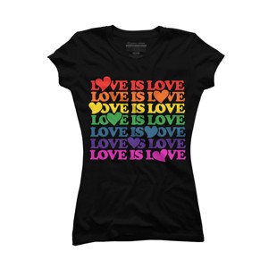 Adult Design By Humans Love is Love Rainbow Pride Repeat By BubbSnugg T-Shirt - 1 of 3