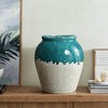 LuxenHome Green and White Stoneware 11.4-Inch Tall Indoor and Outdoor Jar Vase - 2 of 4