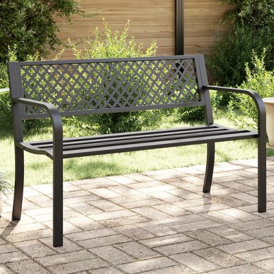 vidaXL Patio Bench 46.9" Black Steel