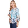 Alfred Dunner Womens Floral Patch Drawstring Top - 3 of 4