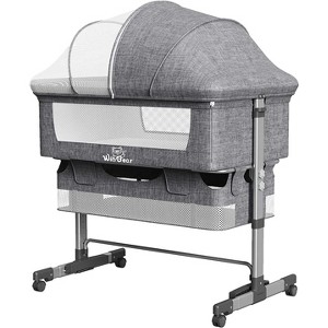 KTMBDW Baby Bassinet Bedside Crib, 3-in-1 Baby Bassinet Bedside Sleeper with Mattress and Soft,Breathable Sheet,Height Adjustable, Stable for Newborns - 1 of 4