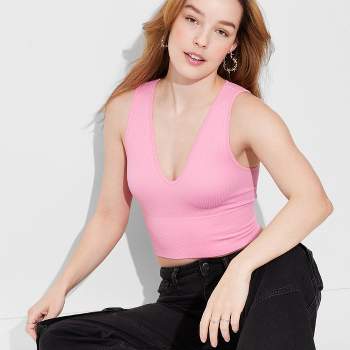 NKOOGH Tank Top With Built In Bra for Women Hot Pink Back Support Women  Casual Solid Round Neck Hollow Backless Bodycon Tank Bow Knot Top Sport  Crop Tops Xl 