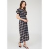 August Sky Women's Plaid Front Tie Smocked Midi Dress - 3 of 4