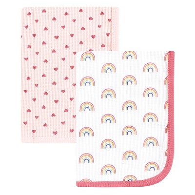 Image of Hudson Baby Infant Girl Thermal Receiving Blanket 2pk, Creative Rainbows, One Size