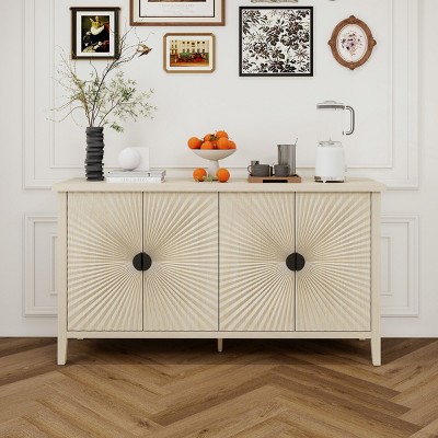 Line Carved Storage Cabinet With Adjustable Shelf,Sideboard Buffet Cabinet,Modern Sideboard,Storage Cabinet Living Room-Maison Boucle