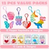 Joyfy 12/30 Packs Valentine’s Day Gift Card with Pop Keychain, Stress Relief Fidget Toys for Kids Valentine's Party Favors and Classroom Exchange Gift - 3 of 4